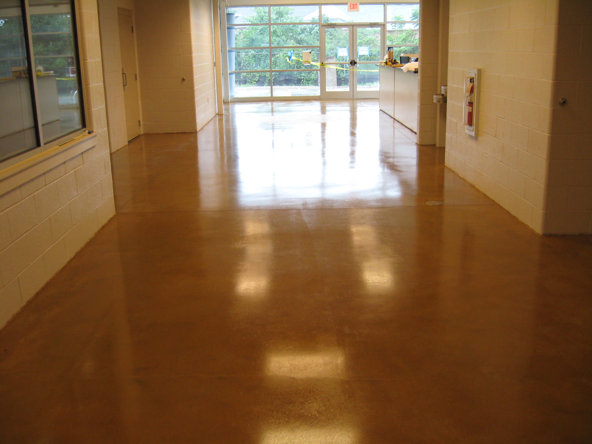 Stained Concrete Floor in Commercial Building.