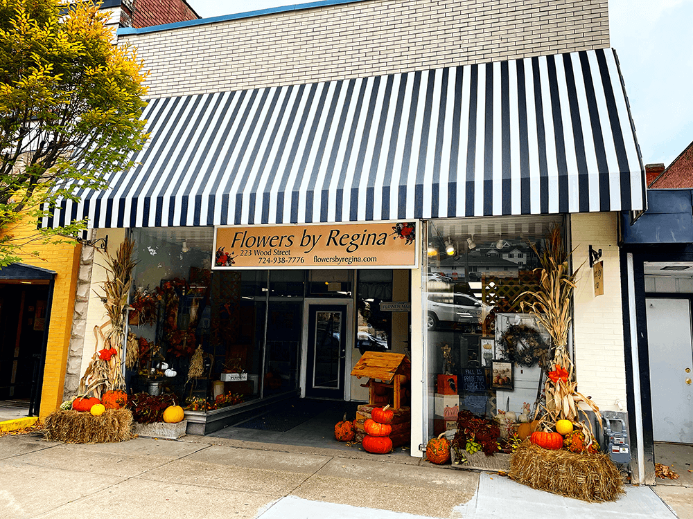 Commercial Awning Installed On A Flower Shop